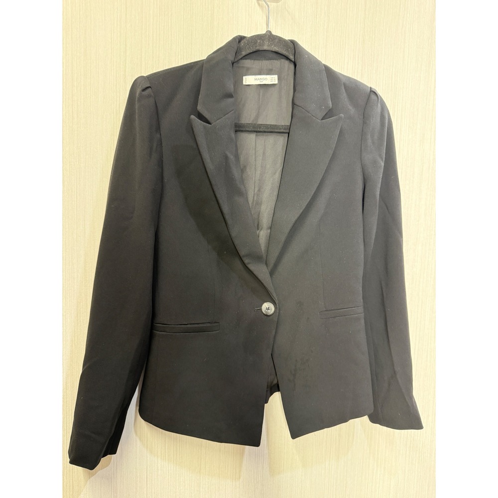 Mango Suit Womens Black Single Button Tailored Blazer Jacket Size XS US S EUR